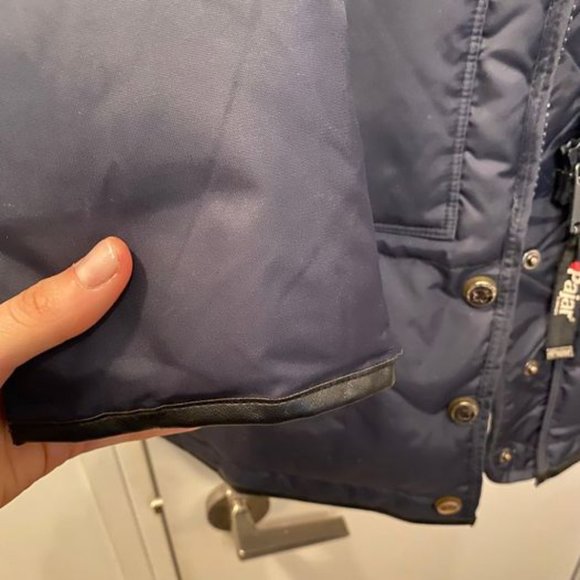 Women's Pajar Navy Blue Parka (w grey real fur trim)- XS - Picture 8 of 9